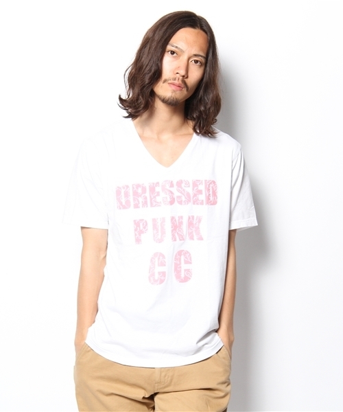 CUSTOM CULTURE(カスタムカルチャー)の「プリントTEE DRESSED PUNK(Tシャツ/カットソー・メンズ・サックスブルー/ライトピンク/クリーム/ブラック×ホワイト/ホワイト×ブラック/ホワイト×ピンク/ブラック×ブルー・2/3)」の3枚目の写真