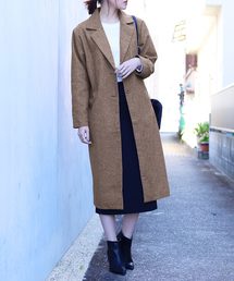 reca | フェイクウールタッチグレンチェック　ロング丈チェスターコート(チェスターコート)