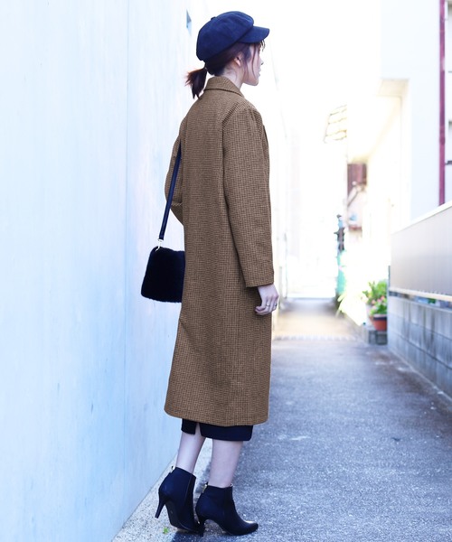 reca（レカ）の「フェイクウールタッチグレンチェック　ロング丈チェスターコート（チェスターコート・レディース・グレー/キャメル・FREE）」の10枚目の写真