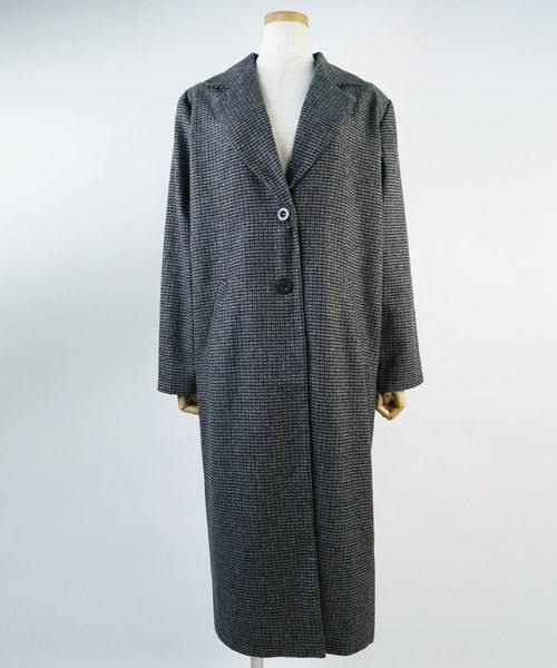 reca（レカ）の「フェイクウールタッチグレンチェック　ロング丈チェスターコート（チェスターコート・レディース・グレー/キャメル・FREE）」の3枚目の写真