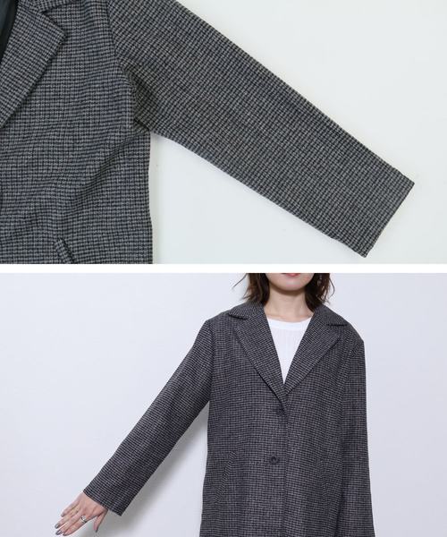 reca（レカ）の「フェイクウールタッチグレンチェック　ロング丈チェスターコート（チェスターコート・レディース・グレー/キャメル・FREE）」の14枚目の写真