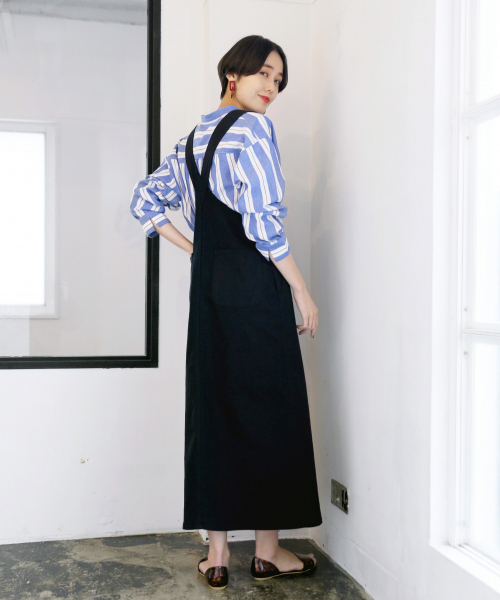 LOWRYS FARM（ローリーズファーム）の「カツラギジャンスカ　818561（ジャンパースカート・レディース・オフホワイト/ブラック/ベージュ・MEDIUM/LARGE）」の5枚目の写真