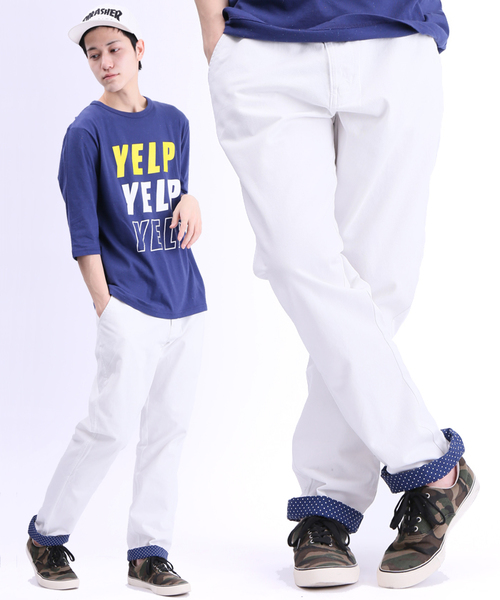 WEGO(ウィゴー)の「WEGO/ロールアップチノパンツ(チノパンツ・メンズ・ホワイト系その他/ベージュ/ベージュ系その他/ネイビー/ブルー系その他/ホワイト・LARGE/MEDIUM)」の2枚目の写真