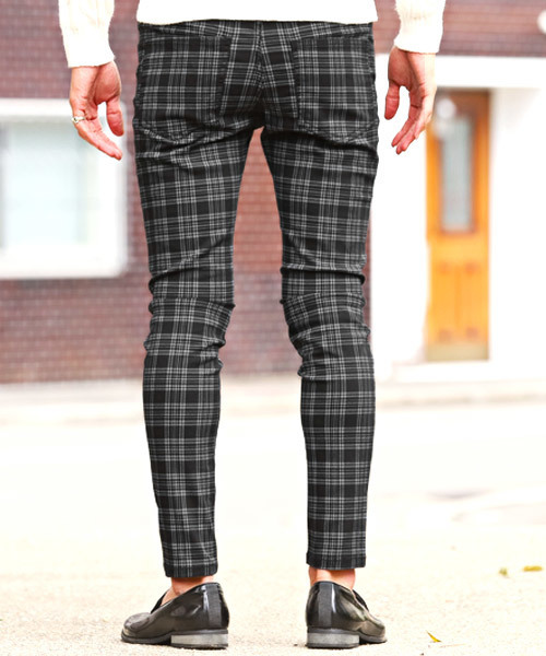 LUXSTYLE(ラグスタイル)の「総柄ツイルストレッチスキニーパンツ(その他パンツ・メンズ・ストライプ/チェック/チャコールグレー・S/M/L/XL)」の10枚目の写真