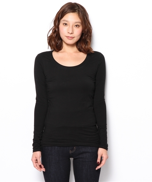 PLST(プラステ)の「クルーネックジャージー長袖カットソー(Tシャツ/カットソー・レディース・ホワイト/ブラック/ヘザーグレー/ネイビー・2)」の5枚目の写真
