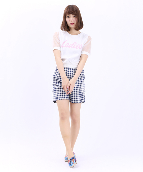 WEGO（ウィゴー）の「WEGO/ギンガムハイウエストタックショーツ（その他パンツ・レディース・ブラック/ブルー・FREE）」の12枚目の写真