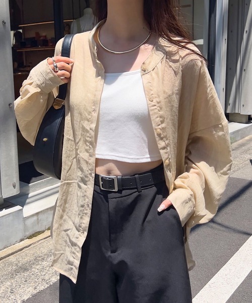 KOBE LETTUCE（コウベレタス）の「通気性バツグンで真夏も快適！選べる2タイプ シアーガーゼリラックスシャツ（シャツ/ブラウス・レディース・ベージュ/オレンジ/グレイッシュベージュ/オフホワイト/ブラック/グレー/ピンク/ブルー/ネイビー/ライトグレー/ライトピンク/イエロー系1/ネイビー系1/ベージュ系/ベージュ系1/ライトグレー系/ピンク系/ライトグレー系1/ホワイト系/イエロー系/ホワイト系1/ネイビー系/ピンク系1/ブラック系1/ブラック系/ミント/チャコールグレー/ホワイト系2/イエロー系2/ベージュ系2/ブルー系/ブルー系1/グレー系/ホワイト系3/ホワイト系4/イエロー系3/グリーン/グリーン系・FREE/2/1/3）」の20枚目の写真