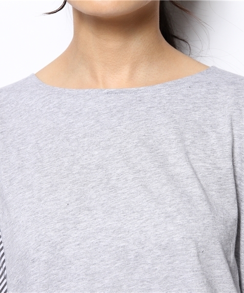 CIAOPANIC（チャオパニック）の「【Ciaopanic】袖ストライプBL（Tシャツ/カットソー・レディース・グレー/ホワイト・FREE）」の9枚目の写真