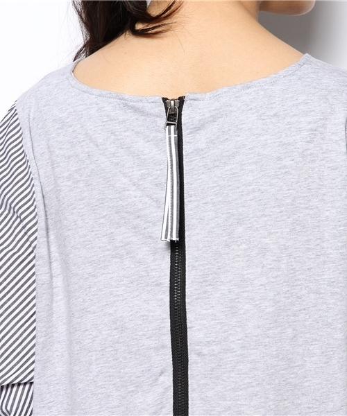 CIAOPANIC（チャオパニック）の「【Ciaopanic】袖ストライプBL（Tシャツ/カットソー・レディース・グレー/ホワイト・FREE）」の10枚目の写真