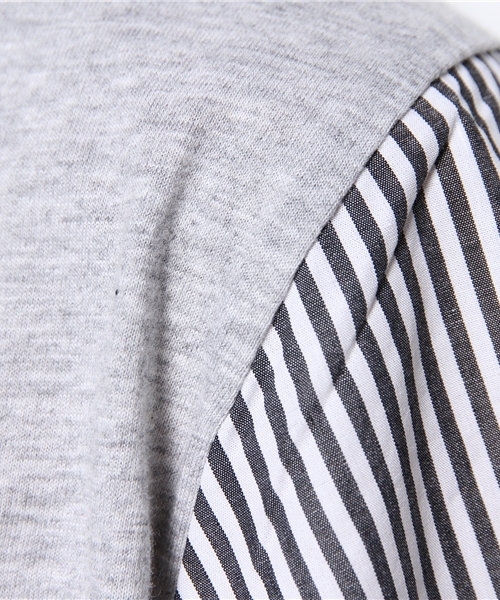 CIAOPANIC（チャオパニック）の「【Ciaopanic】袖ストライプBL（Tシャツ/カットソー・レディース・グレー/ホワイト・FREE）」の5枚目の写真