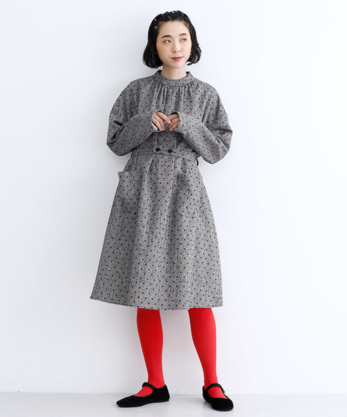 Merlot メルロー の ベルト付きフロッキードットワンピース8779 ワンピース Wear