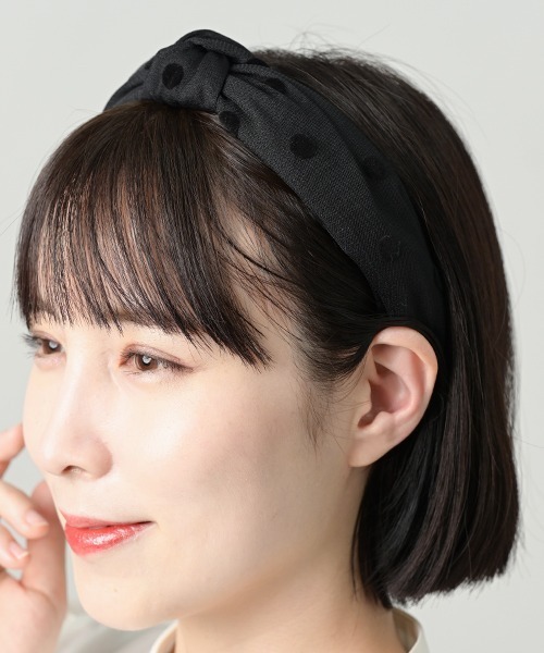 Fun & Daily（ファンアンドデイリー）の「F&D : ドットガーゼカチューシャ（カチューシャ・レディース・ブラック/ネイビー/イエロー/グリーン/ワインレッド・FREE）」の12枚目の写真