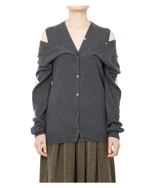 LE CIEL BLEU（ルシェルブルー）の「Argyle Sleeve Knit Cardigan（ニット/セーター・レディース・チャコールグレー/ネイビー・36）」の8枚目の写真