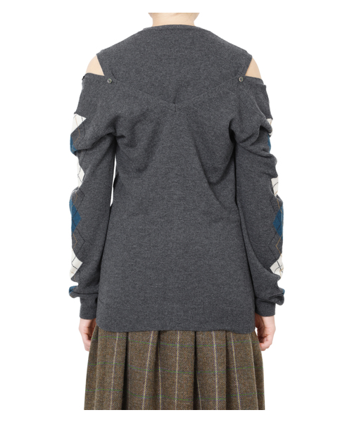 LE CIEL BLEU（ルシェルブルー）の「Argyle Sleeve Knit Cardigan（ニット/セーター・レディース・チャコールグレー/ネイビー・36）」の9枚目の写真