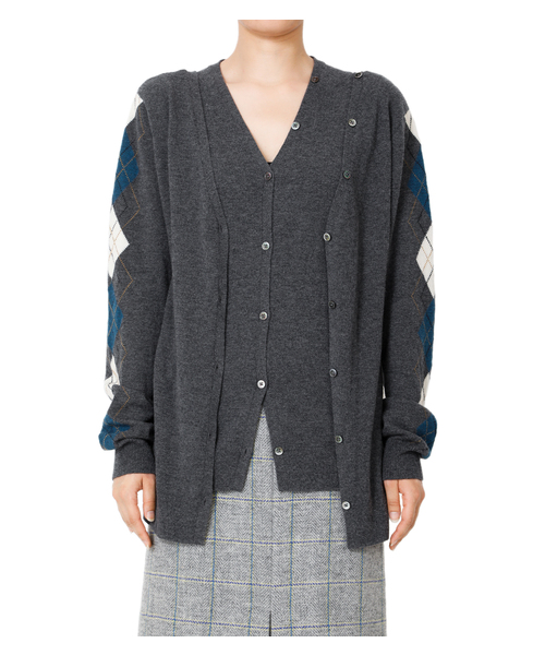 LE CIEL BLEU（ルシェルブルー）の「Argyle Sleeve Knit Cardigan（ニット/セーター・レディース・チャコールグレー/ネイビー・36）」の11枚目の写真