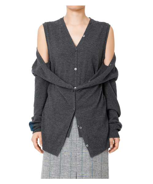 LE CIEL BLEU（ルシェルブルー）の「Argyle Sleeve Knit Cardigan（ニット/セーター・レディース・チャコールグレー/ネイビー・36）」の13枚目の写真