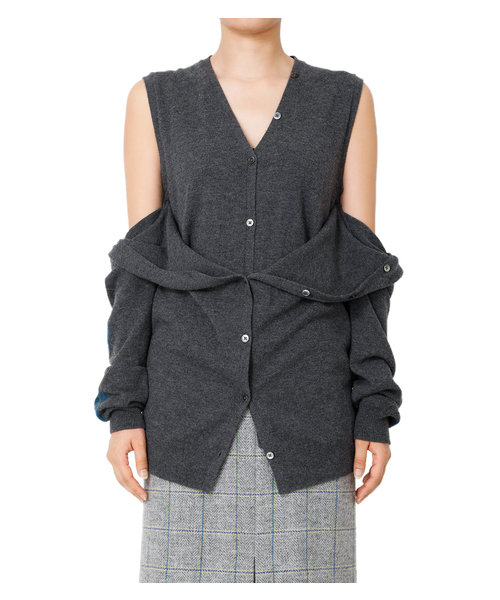 LE CIEL BLEU（ルシェルブルー）の「Argyle Sleeve Knit Cardigan（ニット/セーター・レディース・チャコールグレー/ネイビー・36）」の14枚目の写真