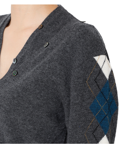 LE CIEL BLEU（ルシェルブルー）の「Argyle Sleeve Knit Cardigan（ニット/セーター・レディース・チャコールグレー/ネイビー・36）」の16枚目の写真
