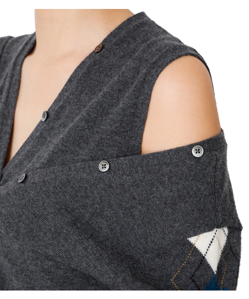 LE CIEL BLEU（ルシェルブルー）の「Argyle Sleeve Knit Cardigan（ニット/セーター・レディース・チャコールグレー/ネイビー・36）」の17枚目の写真