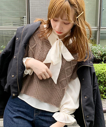 apres jour | ニットベスト×ボウタイブラウスセット【ZOZOTOWN限定アイテム】(シャツ/ブラウス)