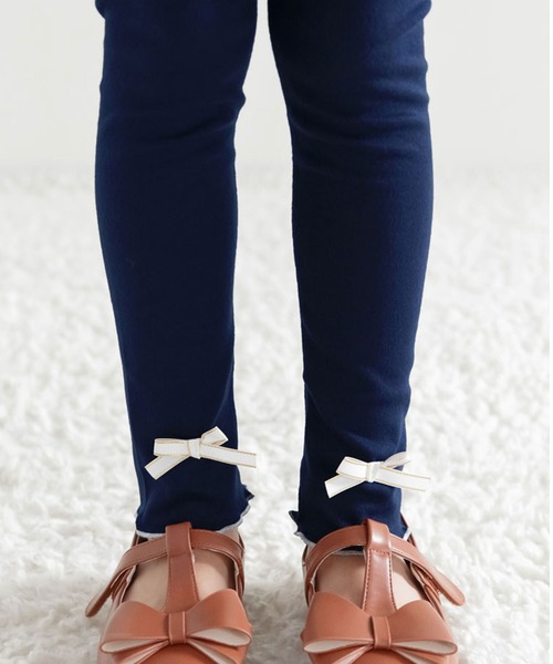 Bee des Bee（ビーデスビー）の「リボンレギンス（レギンス/スパッツ・キッズ・チャコールグレー/ブラック/ピンク/キャメル/ネイビー/ブルー/グレー/グレイッシュベージュ/パープル/ベージュ/グレー系/ダークブラウン/ピンク系その他/ホワイト/グレー系その他/パープル系/ライトグレー/ライトピンク・110cm/100cm/120cm/130cm/140cm/150cm）」の12枚目の写真