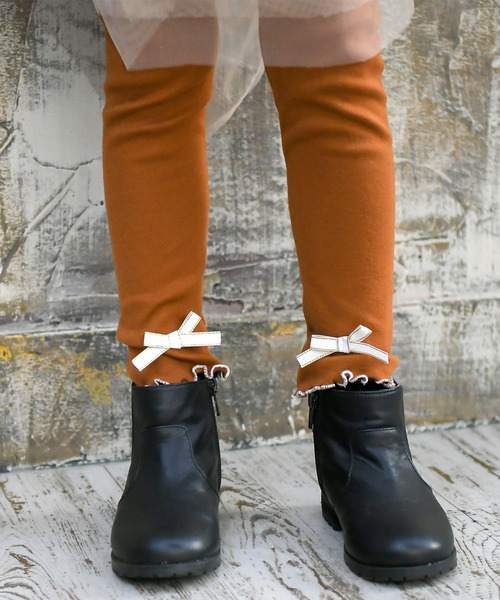 Bee des Bee（ビーデスビー）の「リボンレギンス（レギンス/スパッツ・キッズ・チャコールグレー/ブラック/ピンク/キャメル/ネイビー/ブルー/グレー/グレイッシュベージュ/パープル/ベージュ/グレー系/ダークブラウン/ピンク系その他/ホワイト/グレー系その他/パープル系/ライトグレー/ライトピンク・110cm/100cm/120cm/130cm/140cm/150cm）」の15枚目の写真