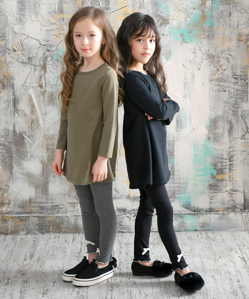 Bee des Bee（ビーデスビー）の「リボンレギンス（レギンス/スパッツ・キッズ・チャコールグレー/ブラック/ピンク/キャメル/ネイビー/ブルー/グレー/グレイッシュベージュ/パープル/ベージュ/グレー系/ダークブラウン/ピンク系その他/ホワイト/グレー系その他/パープル系/ライトグレー/ライトピンク・110cm/100cm/120cm/130cm/140cm/150cm）」の19枚目の写真