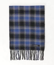 カシミア混／ダブルフェイス オンブレチェック 配色 マフラー