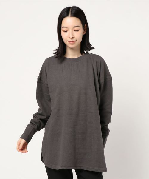 AMERICAN HOLIC（アメリカンホリック）の「2WAY鹿の子裾ラウンドチュニック＊（Tシャツ/カットソー・レディース・チャコールグレー/ネイビー/アイボリー/モカ・M/L）」の3枚目の写真