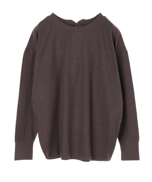 AMERICAN HOLIC（アメリカンホリック）の「2WAY鹿の子裾ラウンドチュニック＊（Tシャツ/カットソー・レディース・チャコールグレー/ネイビー/アイボリー/モカ・M/L）」の5枚目の写真