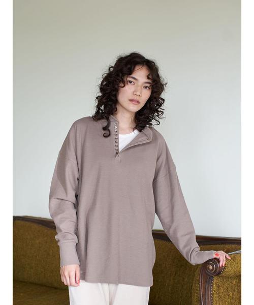 AMERICAN HOLIC（アメリカンホリック）の「2WAY鹿の子裾ラウンドチュニック＊（Tシャツ/カットソー・レディース・チャコールグレー/ネイビー/アイボリー/モカ・M/L）」の21枚目の写真