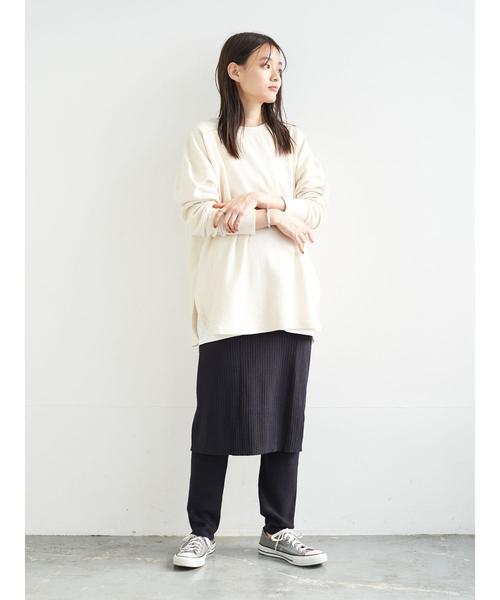AMERICAN HOLIC（アメリカンホリック）の「2WAY鹿の子裾ラウンドチュニック＊（Tシャツ/カットソー・レディース・チャコールグレー/ネイビー/アイボリー/モカ・M/L）」の12枚目の写真