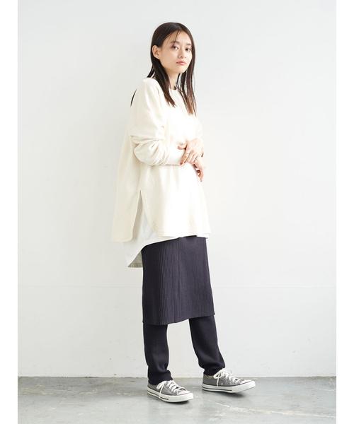 AMERICAN HOLIC（アメリカンホリック）の「2WAY鹿の子裾ラウンドチュニック＊（Tシャツ/カットソー・レディース・チャコールグレー/ネイビー/アイボリー/モカ・M/L）」の13枚目の写真