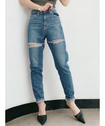 GYDA | Thigh highダメージペグトップデニムパンツ(デニムパンツ)