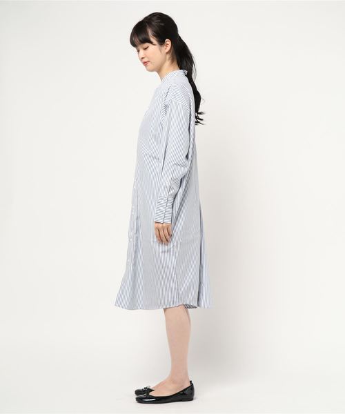 KOBE LETTUCE（コウベレタス）の「【WEARISTA田中亜希子さん×KOBE LETTUCEコラボ】ハイネックバックベルトシャツワンピース（シャツワンピース・レディース・ブラック/ベージュ/オフホワイト/ストライプ・FREE）」の11枚目の写真