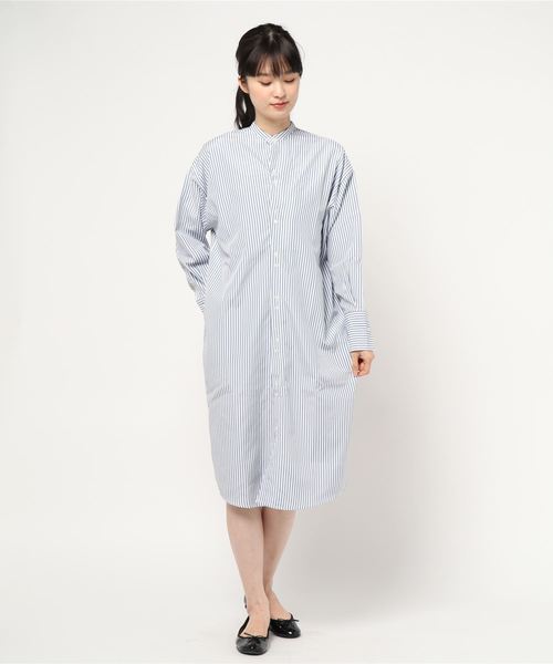 KOBE LETTUCE（コウベレタス）の「【WEARISTA田中亜希子さん×KOBE LETTUCEコラボ】ハイネックバックベルトシャツワンピース（シャツワンピース・レディース・ブラック/ベージュ/オフホワイト/ストライプ・FREE）」の9枚目の写真