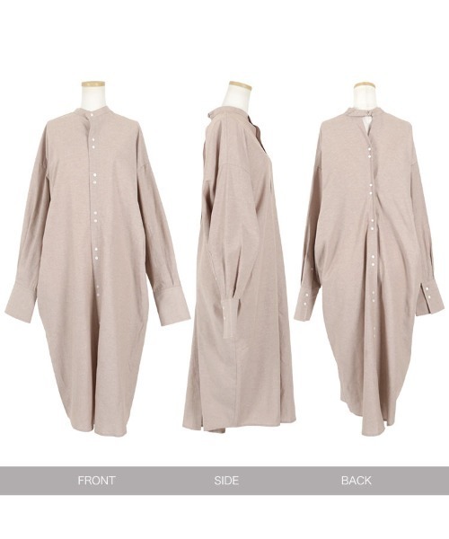 KOBE LETTUCE（コウベレタス）の「【WEARISTA田中亜希子さん×KOBE LETTUCEコラボ】ハイネックバックベルトシャツワンピース（シャツワンピース・レディース・ブラック/ベージュ/オフホワイト/ストライプ・FREE）」の14枚目の写真