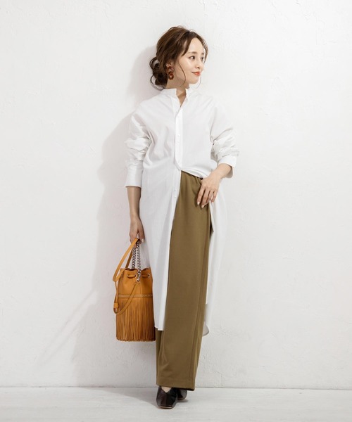 KOBE LETTUCE（コウベレタス）の「【WEARISTA田中亜希子さん×KOBE LETTUCEコラボ】ハイネックバックベルトシャツワンピース（シャツワンピース・レディース・ブラック/ベージュ/オフホワイト/ストライプ・FREE）」の15枚目の写真