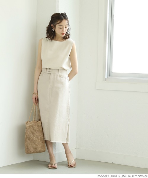 coca（coca）（コカ）の「サイドスリット入りホワイトデニムスカート（デニムスカート・レディース・ホワイト・M/L）」の9枚目の写真