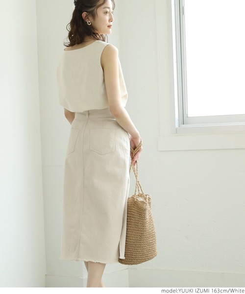 coca（coca）（コカ）の「サイドスリット入りホワイトデニムスカート（デニムスカート・レディース・ホワイト・M/L）」の10枚目の写真