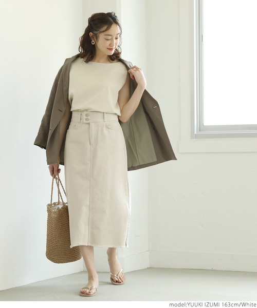 coca（coca）（コカ）の「サイドスリット入りホワイトデニムスカート（デニムスカート・レディース・ホワイト・M/L）」の8枚目の写真