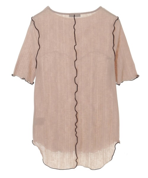 Candy Stripper（キャンディストリッパー）の「SEE THROUGH WAVY RIB H/S トップス（Tシャツ/カットソー・レディース・ブラック/ベージュ/オフホワイト・2）」の8枚目の写真