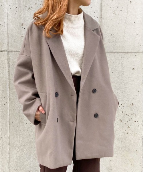 apres jour（アプレジュール）の「Wゆるジャケットコート【ZOZOTOWN限定アイテム】20AW☆（ダウンジャケット/コート・レディース・ダークブラウン/モカ/スモークピンク/ライトベージュ・フリー）」の4枚目の写真