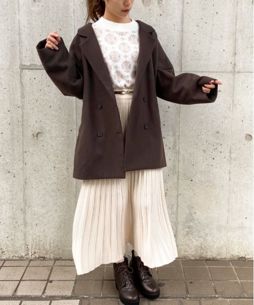 apres jour（アプレジュール）の「Wゆるジャケットコート【ZOZOTOWN限定アイテム】20AW☆（ダウンジャケット/コート・レディース・ダークブラウン/モカ/スモークピンク/ライトベージュ・フリー）」の19枚目の写真