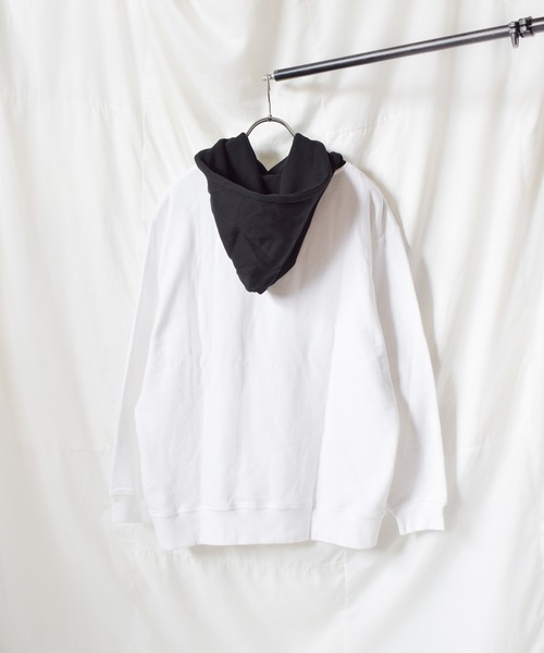 TRAP/U (トラップユー)の「《TRAP/U》フード配色裏毛プルパーカー(Tシャツ/カットソー・レディース・ブラック/オフホワイト/カーキ/ベージュ・MEDIUM/LARGE)」の5枚目の写真