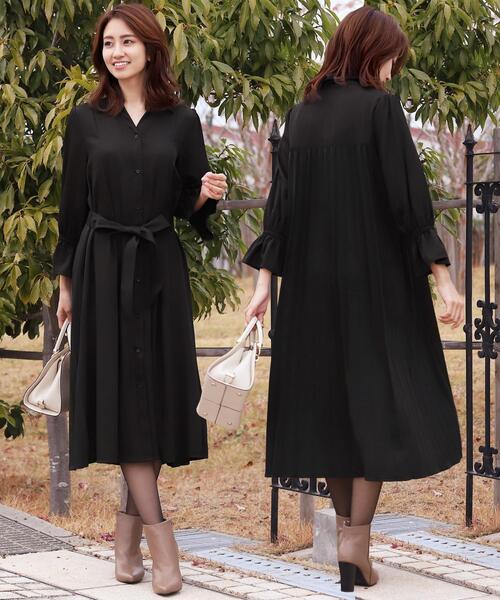 セール 洗える 後ろ姿で魅せる バックプリーツシャツワンピース ワンピース Tiaclasse ティアクラッセ のファッション通販 Zozotown