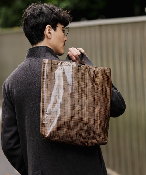 GLOBAL WORK（グローバルワーク）の「PVCコートトートバッグEC/921167（トートバッグ・メンズ・ブラック/ベージュ/グレー・FREE）」の15枚目の写真