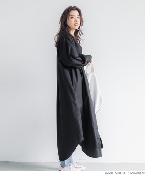 coca（coca）（コカ）の「バンドカラーシャツワンピース（シャツワンピース・レディース・ホワイト/ブラック・ONE SIZE）」の12枚目の写真