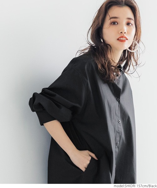 coca（coca）（コカ）の「バンドカラーシャツワンピース（シャツワンピース・レディース・ホワイト/ブラック・ONE SIZE）」の14枚目の写真