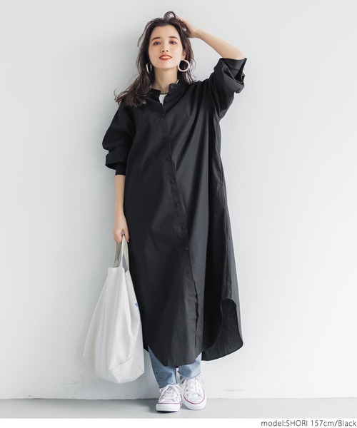 coca（coca）（コカ）の「バンドカラーシャツワンピース（シャツワンピース・レディース・ホワイト/ブラック・ONE SIZE）」の15枚目の写真